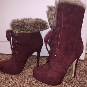 JUSTFAB size 8 boots/heels (Burgundy)